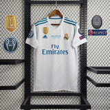 Camiseta Real Madrid 17/18 Casa (Todos os Patches) - (Retro)