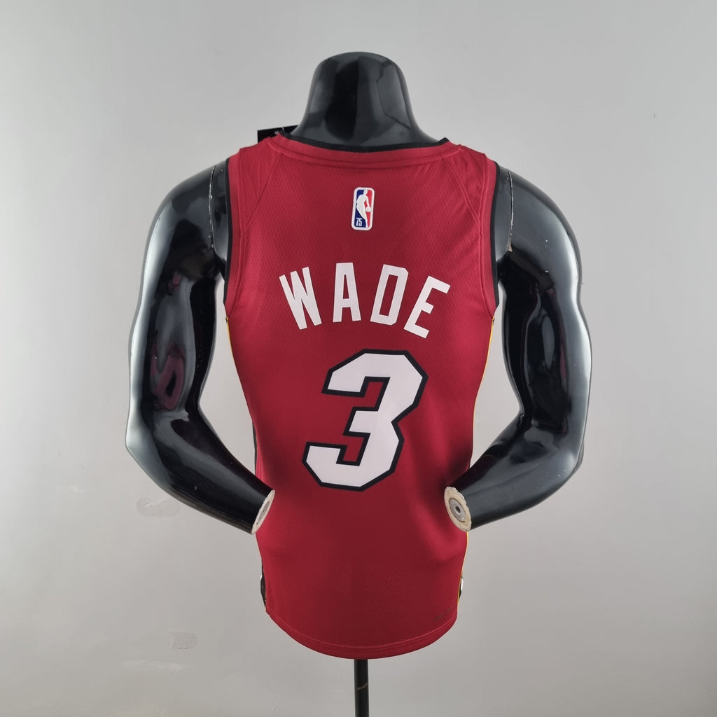 Camiseta NBA Miami Heat #3 Wade - 75° Cumpleaños Red