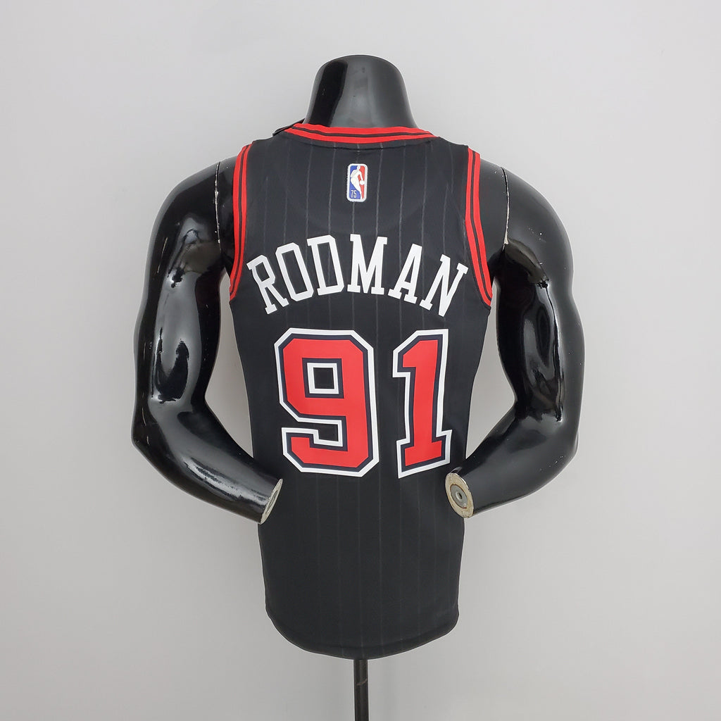 Camiseta NBA Chicago Bulls #91 Rodman - Flyers Black