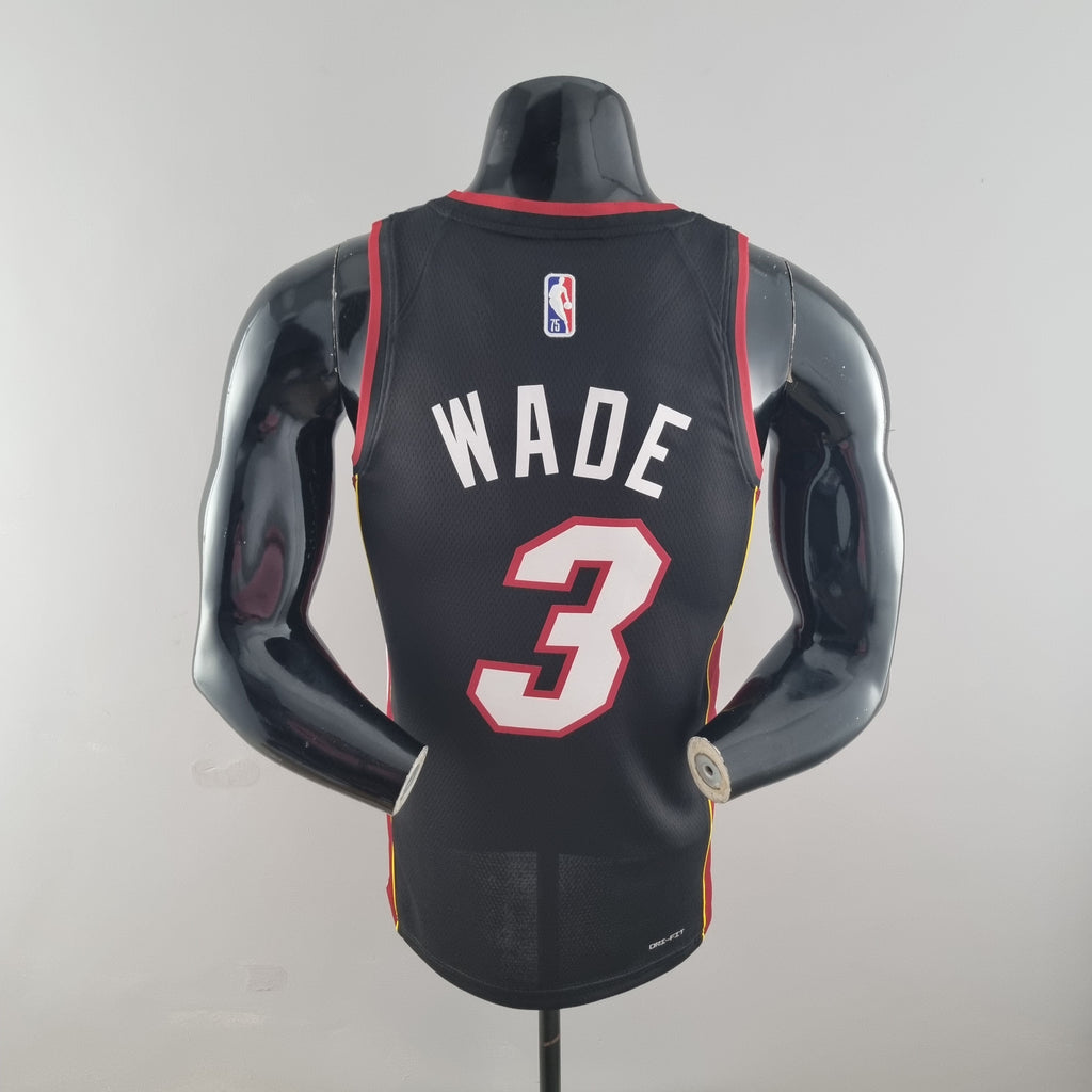 Camiseta NBA Miami Heat #3 Wade - 75° Cumpleaños Black