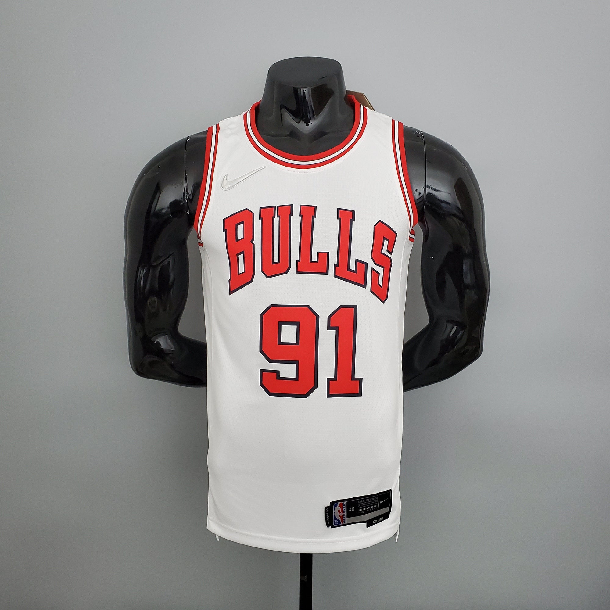 Camiseta NBA Chicago Bulls #91 Rodman - 75° Cumpleaños White