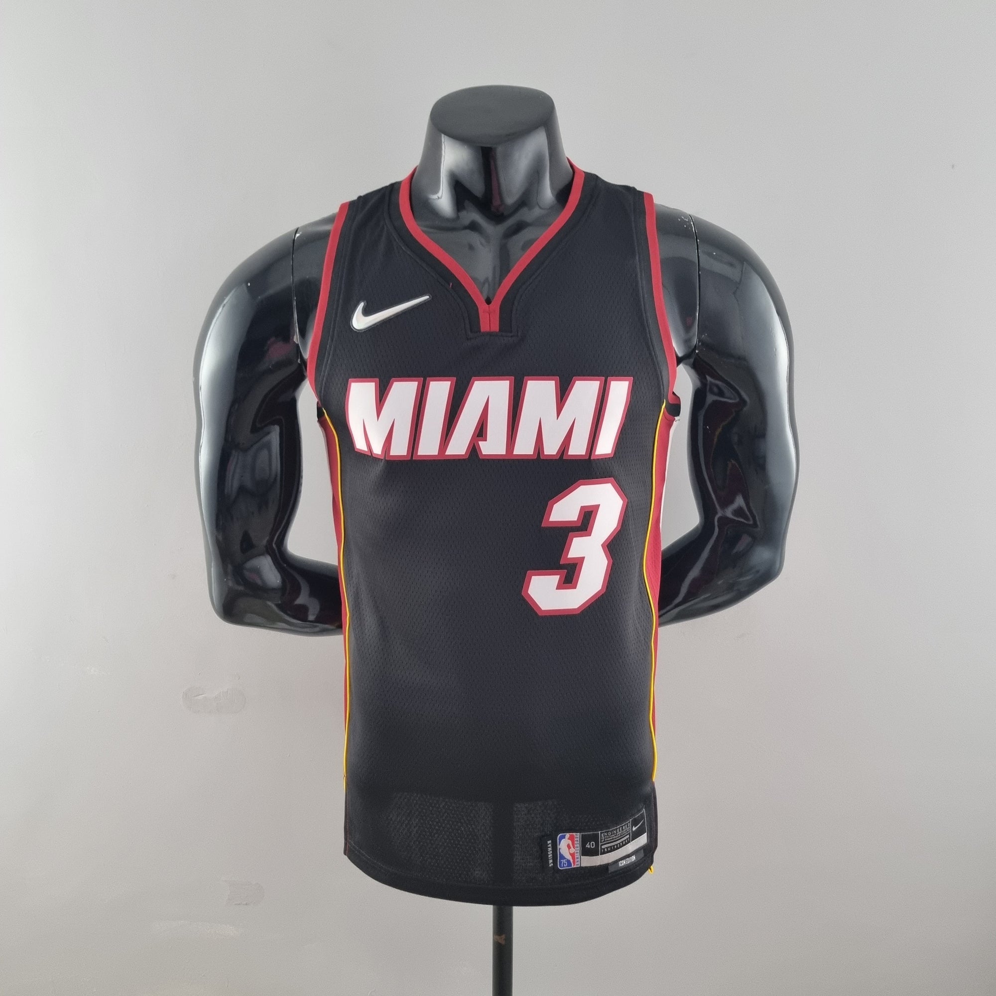 Camiseta NBA Miami Heat #3 Wade - 75° Cumpleaños Black