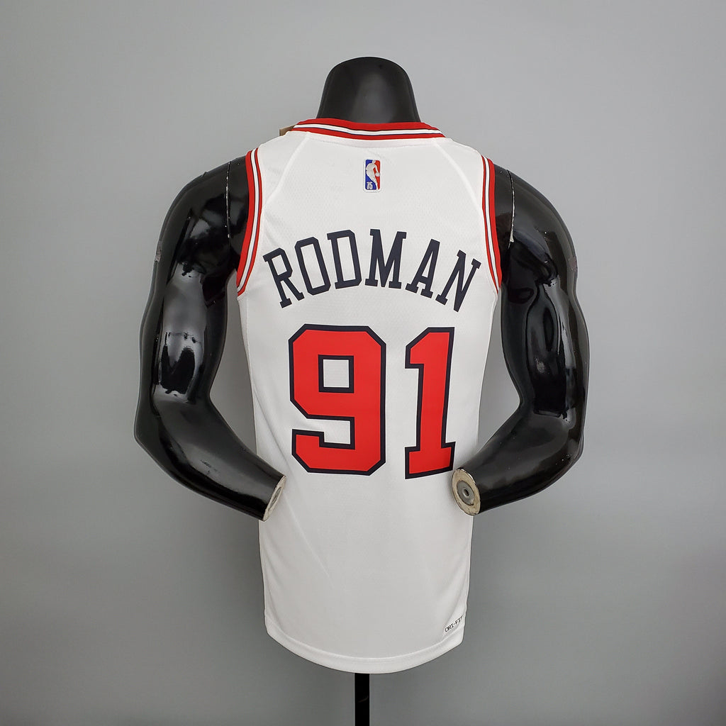 Camiseta NBA Chicago Bulls #91 Rodman - 75° Cumpleaños White