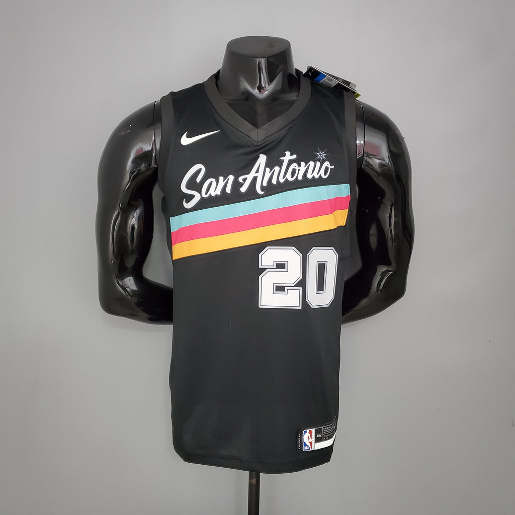 Camiseta NBA San Antonio Spurs #20 Ginobili - City Edition Black